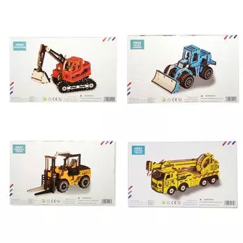 Рабочий автомобиль 3D деревянный пазл 3D пазл деревянный пазл DIY сборка фигурка пластиковая модель набор из 4 кранов набор для творчества для начальной школы образовательный мозг