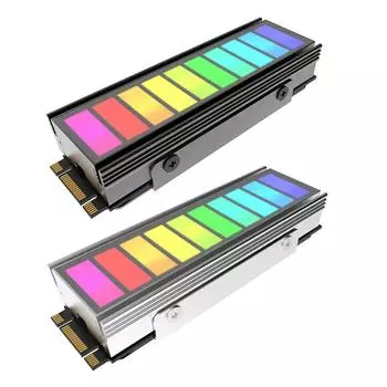 Радиатор SSD M.2 2280, 5 В, 3 контакта, синхронизация ARGB, радиатор SSD M.2 NVME с термосиликоновой прокладкой, охладитель твердотельного накопителя M.2 2280 чёрный