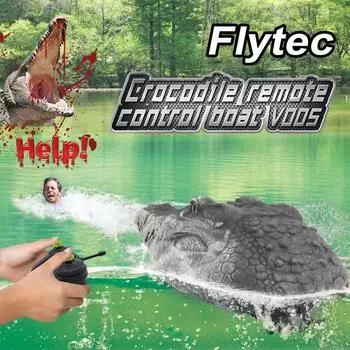 Радиоуправляемая лодка Flytec V005 2.4G, электрическая гоночная лодка с дистанционным управлением для бассейнов с имитацией крокодила серый