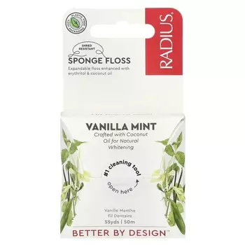 RADIUS, sponge floss, vanilla mint flavor, 50 m (55 yds)