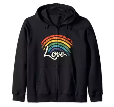 Радуга в каждом изгибе Толстовка с капюшоном на молнии Beam «Love» чёрный