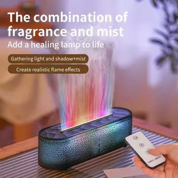 Радужный аромадиффузор Fire Flame USB увлажнитель воздуха для дома комнатный ароматизатор эфирных масел диффузор с дистанционным управлением ароматерапия чёрный