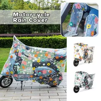 Rain-proof And Dust-proof Motorcycle Cover Transparent Printing Electric Car Rain-proof Cover Battery Car PEVA Car Coat Durable 180X120 армия зеленый