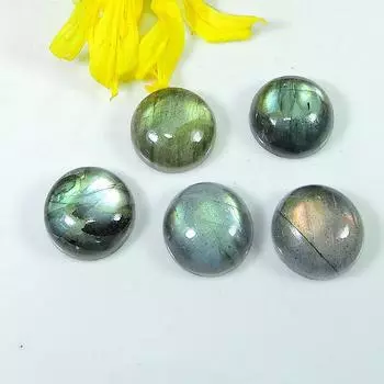 Rainbow Blue Labradorite Round Cabochon 14X14MM Loose Gemstone 5Pcs Lot LM-1108