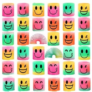 Rainbow Spring Cute Smile Stretchable Spring Toy Stretching for Prizes Lottery Festival Magic Tricks Colorful 36 Pieces