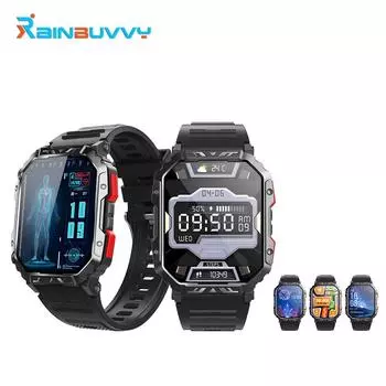 Rainbuvvy F407 умные часы 2,1-дюймовый квадратный экран пульсометр артериальное давление мониторинг сна калории фонарик трекер здоровья спортивные часы Silicone чёрный