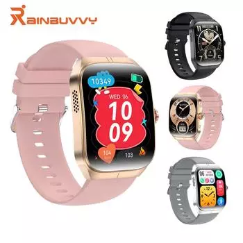 Rainbuvvy HK80 Смарт-браслет Android Смарт-часы 128 МБ ПЗУ 1,95-дюймовый AMOLED полностью сенсорный экран BT5.3 Длительный режим ожидания Частота сердечных сокращений Калории NFC Спортивные часы чёрный