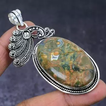 Rainforest Jasper Gemstone 925 Steling Silver Jewelry Pendant 2.99 w6g67