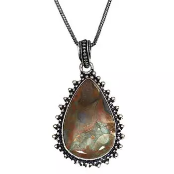 Rainforest Jasper Gemstone Handmade Women s Unisex Silver Jewelry Pendant 2