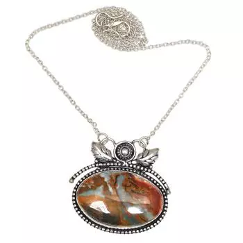 Rainforest Jasper Gemstone Mother s Day Silver Jewelry Necklace 20 in