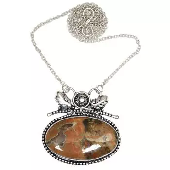 Rainforest Jasper Gemstone Mother s Day Silver Jewelry Necklace 20 in