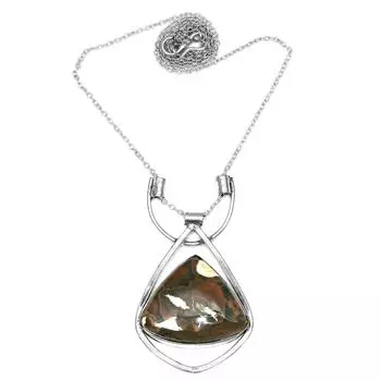 Rainforest Jasper Gemstone Mother s Day Silver Jewelry Necklace 20 in