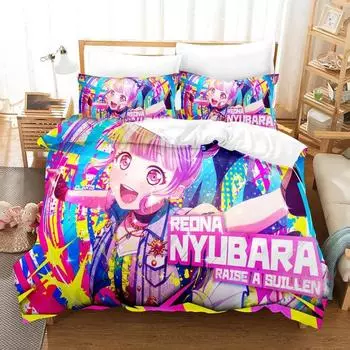 Raise A Suilen Reona Nyubara Комплект постельного белья для мальчиков и девочек Twin Queen Size Пододеяльник Наволочка Кровать для детей и взрослых Домашний текстильextile 70x133cm 2pcs