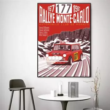 RALLYE MONTE автомобильный постер холст картина печать скандинавское настенное искусство 21cm30cm NoFrame