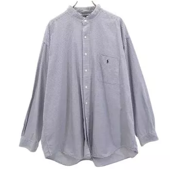 RALPH LAUREN 90s BIG SHIRT OLD Check Pattern Long sleeve Stand collar shirt Men s Used