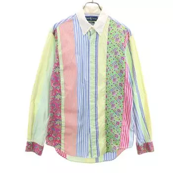 RALPH LAUREN 90s Old Striped Pattern Long sleeve Cotton shirt M Men s Used