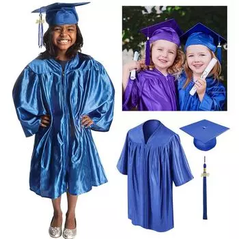 Ramidos Children Kids 2020 Выпускное платье для дошкольников и детского сада с кепкой с кисточками 33 синий