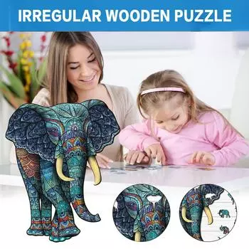 Ramidos Elephant Tribal Деревянный пазл уникальной формы для взрослых и детей 125 шт. One Size