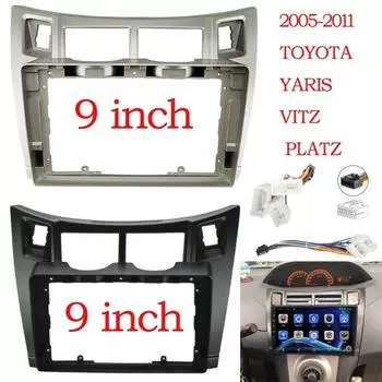 Рамка автомобильного радиоприемника для Toyota Yaris XP90 Vitz Platz 2005-2012 9-дюймовая 2DIN стереопанель жгут проводов адаптер кабеля питания чёрный