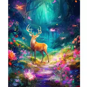 Рамка Diy Paint By Numbers Наборы для взрослых Лесные олени Животные Поделки своими руками Подарок Акриловая краска на холсте Современная настенная художественная картина с цифрами для 40x50 40x50cm NO Frame