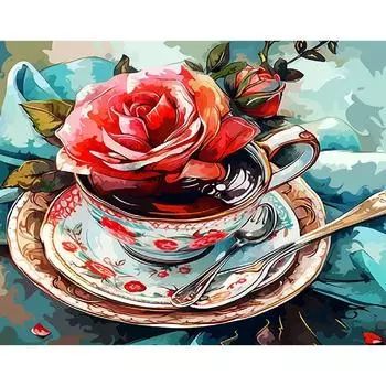 Рамка для рисования по номерам, набор красок, цветы, рисунок для взрослых, раскраска по номерам на холсте, подарок «сделай сам», 40x50 см 40x50cm NO Frame