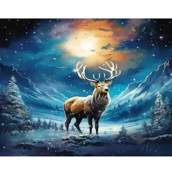Рамка RUOPOTY 40x50 см, краска по номерам для взрослых, картина с оленями по номерам, картина с животными, холст, Настенный декор для DIY, подарок, искусство 40x50cm NO Frame