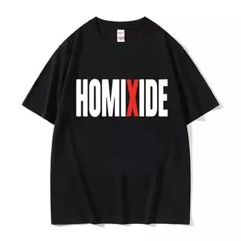 Рэпер HOMIXIDE футболка с графическим принтом унисекс, модная футболка в стиле хип-хоп, мужские повседневные хлопковые футболки большого размера с короткими рукавами S