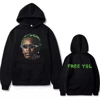 Рэпер Концерт Young Thug Thugger Slime Season Толстовка Зеленая Редкая Толстовка с принтом в стиле хип-хоп Унисекс Рэп Одежда Унисекс Толстовка большого размера 2XL