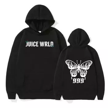Рэппер Juice Wrld с принтом бабочки толстовка унисекс повседневная мода пуловер толстовка унисекс хип-хоп оверсайз толстовка флисовая уличная одежда 2XL