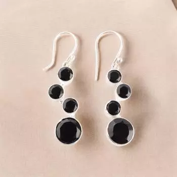 Rare Black Onyx Gemstone Earrings 925 Sterling Silver Handmade Jewelry For Girls EE-161-17