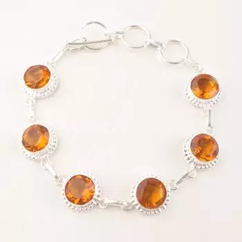 Rare Citrine Gemstone 925 Sterling Silver Gift Jewelry Chain Bracelet 9 For Her RB-9-2