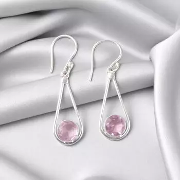 Rare Morganite Gemstone 925 Sterling Silver Handmade Drop/Dangle Earrings 1.76 EE-126-7