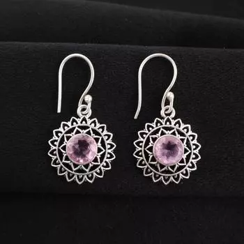 Rare Morganite Gemstone 925 Sterling Silver Jewelry Earrings 1.57 Gift For Her CE-19-12