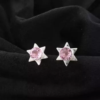 Rare Morganite Gemstone 925 Sterling Silver Jewelry Handmade Stud Earrings 0.44 EE-175-15