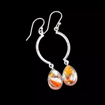 Rare Orange Copper Turquoise Gemstone 925 Sterling Silver Jewelry Earrings 2.60 EE-43-32