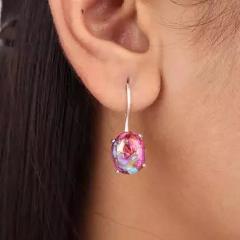 Rare Pink Dahlia Turquoise Gemstone 925 Sterling Silver Handmade Earrings 1.05 EE-173-42