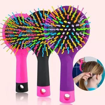Расческа для волос Rainbow Air Volume Paddle с зеркалом для макияжа, распутывающая волосы, локоны, прямые, массажная расческа, инструмент для укладки волос