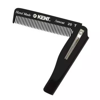 Расческа KENT Portable Comb Foldable 20T Black Japanese Custom Color Narrow Comb Ширина Сделано в Англии Для мужчин