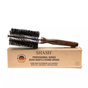 Расческа SHASH Roll Brush из щетины кабана для волос и устойчивая коричневая древесина натурального бука, произведенная в Германии - укладка феном, расческа,