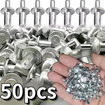 Распорные заклепки из алюминиевого сплава, заклепки с распорной головкой и гвоздями, прокалывающие заклепки, стержни из нержавеющей стали, шурупы, крепежи для досок и стен 7MM-10PCS