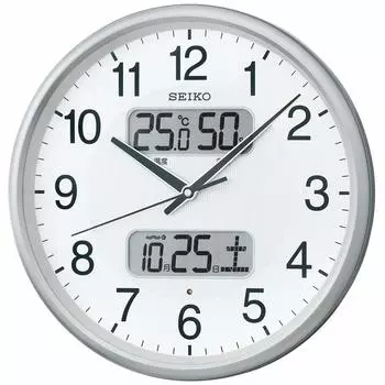 Расширенная гарантия производителя Часы Seiko Настенные часы с радиоприемником Аналоговый календарь Температура Влажность Дисплей Серебристый металлик Диаметр 35 см BC405S [2 года