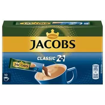 Растворимый кофе Jacobs 2in1 в стиках 10 упаковок