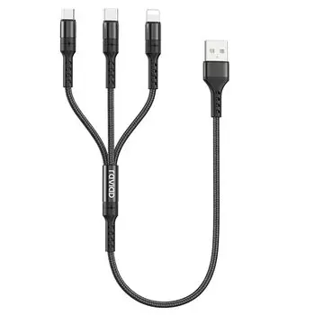 RAVIAD 3в1 кабель для зарядки короткий 0,5M USB кабель 3A быстрая зарядка 3 в 1 кабель для зарядки Type C Micro iPhone Может заряжать 3 устройства одновременно Android