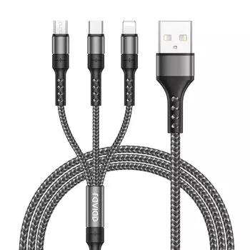 RAVIAD 3в1 кабель для зарядки USB-кабель 3A Шнур для быстрой зарядки Кабель USB Type C Кабель Micro USB Кабель для зарядки телефона Может заряжать 3 устройства