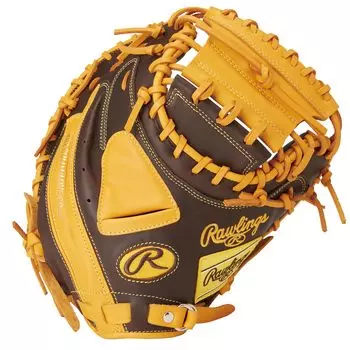Rawlings Перчатки для бейсбола для взрослых, софтбол, HYPER TECH COLOR SYNC, размер 33, GR4FHTC2AF, темно-желтые, для руки питчера [для кэтчера], коричневые/P, для правшей