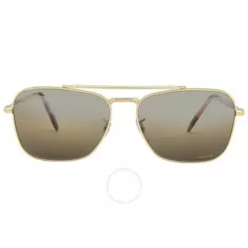 Ray Ban New Caravan Polarized Clear Gradient Dark Brown Rectangular Unisex Sunglasses RB3636 9196G5 58