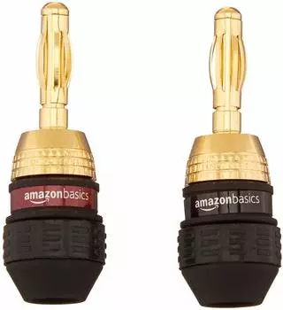 Разъем для колонок AmazonBasics Banana Plug, 6 пар, черный (12 шт.) 1,37смx1,37смx4,11см чёрный