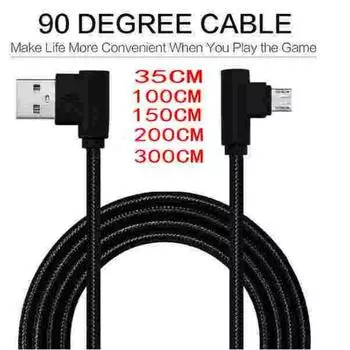 Разъем под углом 90 градусов Не спутывающийся телефонный кабель Micro USB Type C Быстрое зарядное устройство для зарядки Нейлоновый шнур Провод 0.35M Micro USB чёрный
