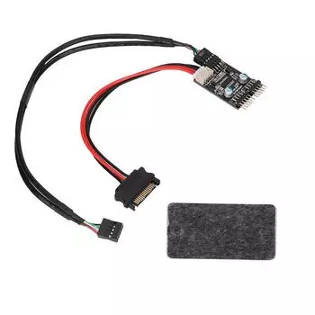 Разъем USB 2.0 с 1 разъемом «папа» на 2 порта «папа», 9-контактный на двойной 9-контактный удлинительный концентратор с кабелем питания SATA