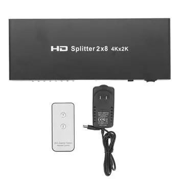 Разветвитель интерфейса мультимедиа HD 4K 2 в 8 выходов Видеокоммутатор Селектор с пультом дистанционного управления для ПК US Plug